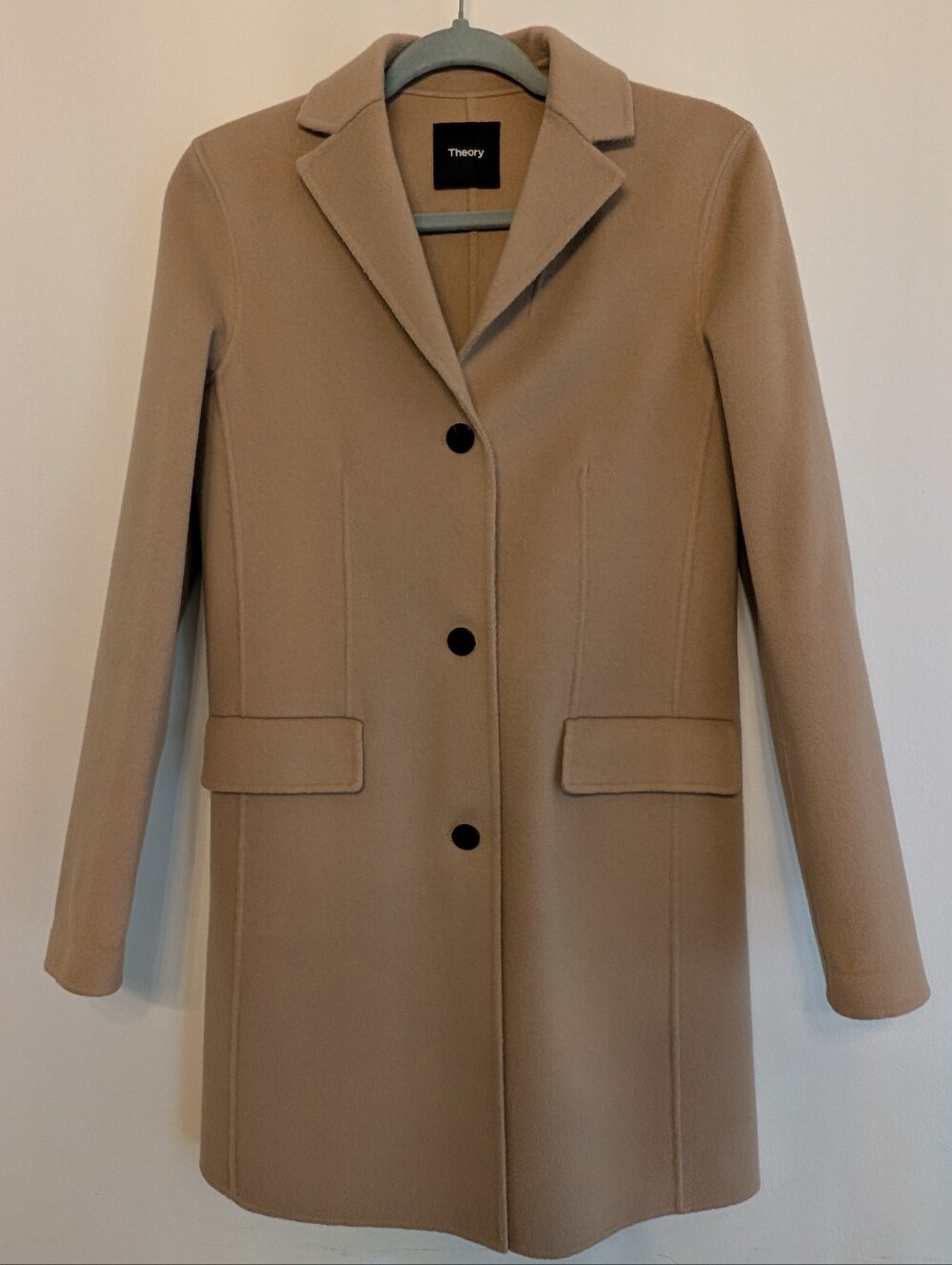 Theory Camel Wool & Cashmere Blend Single-Breasted Pea Coat